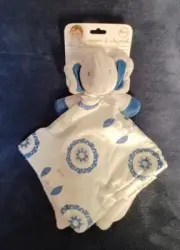 BLANKETS & BEYOND BLUE WHITE ELEPHANT BABY SECURITY LOVIE LOVEY NUNU~NWT