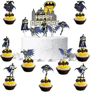 Superhero Batman Cake Toppers for Boys,15Pcs Batman Happy Birthday Cake Toppers,Boys Batman Birthday Cake Decorations Cupcake Toppers for Boys,Girls,Kids Birthday Superhero Batman Party Supplies