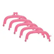 5Pcs Plastic Purse Frame,3.3" Retro Arch Kiss Lock Clasp Frame Embossed,Pink