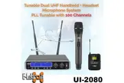 E-Lektron IU-2080 digital tunable dynamic UHF wireless microphone system 1xHeadset 1xHand-held Microphone System 100 Channels