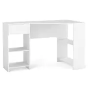 Costway L-Shaped Computer Desk Writing Table White