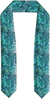 [SKKNT] Mermaid Scale Print Graduation Shawl Stole For Academic Commencements Honor Sash Congratulations Gift
