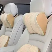 Comfortable 3D Breathable Car Headrest Neck Pillow Auto Accessories Memory Foam fit for Se-at Cushions Back Head Restraint Travel Pillow (Color : Orange-Waist) (Color : Beigeneck)