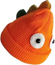 [SAFIGLE] Warm Cap for Knitted Boys and Girls Hat Woolen Yarn Cap Dinosaur Shape Soft and Cozy Orange