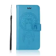 Wind Chime Owl Embossing Pattern Horizontal Flip Leather Case with Holder & Card Slots & Wallet For Xiaomi Redmi 7A(Blue)