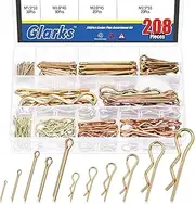 Glarks 208pcs 11 Sizes Cotter Pin and Hairpin R Clips Assortment Kit, 12 Sizes Colored Zinc Plated Hair Pins R Clips Hitch Pins Set for Small Engine, Automotive, Cars and Trucks
