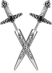 [hanreshe] Sword Stud Stud Earrings for Men Stainless Steel Sword Cross Gothic Earrings Jewelry, 2, Stainless Steel, crystal