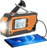 Emergency Weather Radio Portable Solar Hand Crank AM/FM/NOAA Radio 4 Power Sources with LCD Screen SOS Alarm Corkscrew, for Outdoor Emergency