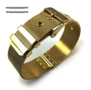 Thin Gold Tone Stainless Steel Metal Mesh Replacement Watch Band Strap #5108
