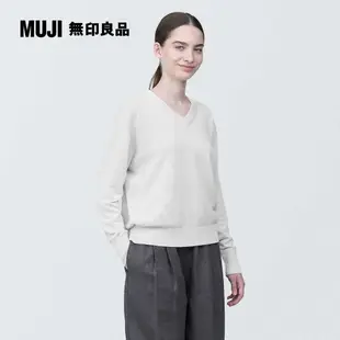 女大麻混V領針織衫【MUJI 無印良品】