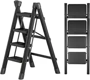 Step Ladder, 4 Step Folding Step Stool, Portable Lightweight Ladder with Wide Anti-Slip Pedal, for Home,Kitchen, Garden and Office, Space Saving, Holds up to 330lbs