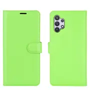 For Samsung Galaxy A32 5G Lychee Folio Protective Case, Kickstand, Wallet, Green