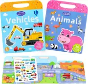 2 Pack Reusable Puffy Sticker Book for Kids Travel Airplane Activity Stickers fo