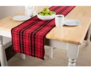 Holiday Time Red and Black Buffalo Plaid Cotton Table Runner - 13 in x 72 In