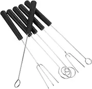Generic 6pcs Stainless Steel Fondue Forks Versatile Dipping Tools for Chocolate Cheese and Fruit Assorted Shapes for Baking and Kitchen Use and Easy to Clean