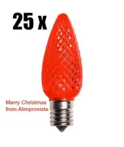 25-PK C9 LED Light BULB Red Faceted CHRISTMAS Replacement 5 Diode E17 NEW LOT