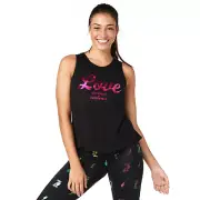 Zumba Love Anywhere Open Back Tank Top Bold Black size XS (B25)
