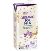 Macro Organic Soy Long Life Milk UHT 1L