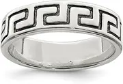 [JewelryWeb] 925 Sterling Silver Solid Engravable Greek Key Ring0 Jewelry Gifts for Women - Ring Size Options Range: L to V