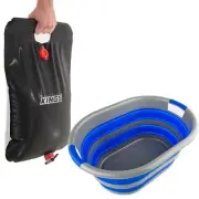 Adventure Kings Camping Solar Shower 20L Capacity + Collapsible Laundry Basket