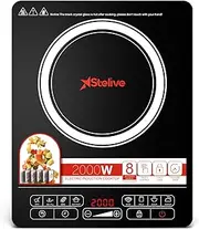 Stelive 2000W Electric Induction Cooktop Portable Kitchen Cooker 8 Power Levels Electric Burner Induction Cooker with Sensor Touch for Home, Camping Compatible for Most Cookwares (Black)