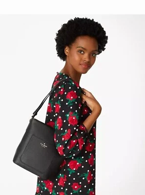 Kate Spade Elsie Pebbled Leather Bucket Bag Black