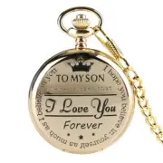 To My Son - "Love You Forever" Quartz Pocket Watch Roman Numerals Dial Best Gift