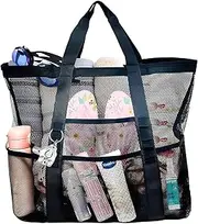 [FayrVind] Mesh Beach Bag,Extra Large Beach Tote Bag Lightweight with 8 Pockets for Beach Accessories Family Beach Vacation Travel Camping Picnic Travel Bag