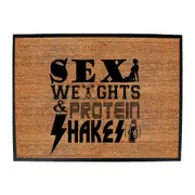 Gym Swps Sex Weights Protein Shakes D2 - Funny Novelty Doormat Man Cave Floor mat