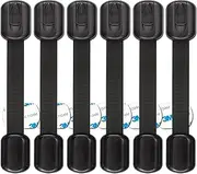 Baby Proofing Safety Cabinet Locks - Child Proof Latches for Dresser Drawer Cupboard Doors Closet Oven Refrigerator Fridge - Adjustable Childproof Straps by Oxlay - Black - 6 Pcs