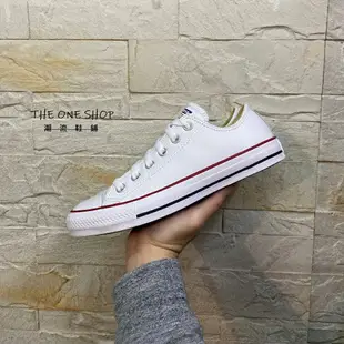 TheOneShop Converse Chuck Taylor 基本款 白色 紅邊 低筒 荔枝紋 皮革 132173C