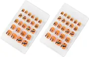 MERRYHAPY 44Pcs Halloween Spider Web False Nails Set 2 Packs of 44 Pieces Removable Art False Nails for Home Manicure