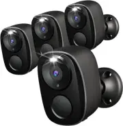 Rraycom 4Pack Security Cameras Wireless Outdoor,2K Battery Powered BW4B-4pc