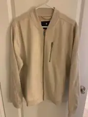 Ben Sherman Mens Utility Bomber Jacket Stone Beige Size Medium NWT $139