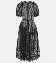 [Simone Rocha] Simone Rocha Embellished lace midi dress AU 4 black