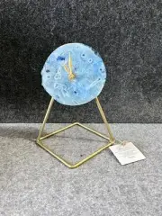 Artisans HandCrafted 110mm Blue Geode Agate Polished Crystal Quartz Mantle Clock