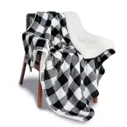 Sherpa Blanket,Warm Fuzzy Checkered Blanket,Soft Fleece Plaid Blankets for