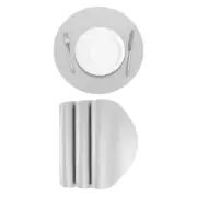 4Pcs Faux Leather Placemats for Dinner Tabletop, Round Mats (Silver)