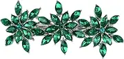Austrian Crystal Hair Clips, Rhinestones Hairpins Barrettes, White Sparkly Hairgrip Hair Headwear Accessories for Women Girl-Green