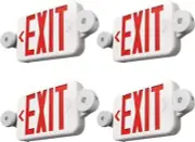 4 Pack Red Exit Sign with Emergency Lights, Two LED Adjustable Head Emergency