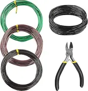Rustark 5Pcs 3 Colors Bonsai Training Wire with Wire Cutter Kit, Anodized Aluminum Bonsai Wire Tools for Holding Bonsai Plant Branches Small Trunks - 164 Feet 1.0MM 1.5MM 2.0MM 3.0MM