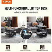 Lift Top Coffee Table 35.3" Round Coffee Table for Living Room Black
