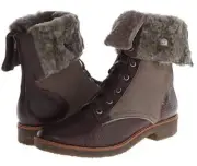 Diane von Furstenberg Women's Alexia Lace-Up Combat Boots W/Shearling Size 7.5 M