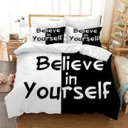 a209 Bed Sheets Duvet Cover with Believe In Yourself/You Are Special/Time/Love/Keep on Letters Pattern Bedding Set Comforter Cover Bed Set Gifts3-Piec