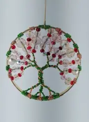 Suncatcher Wire Tree of Life in 2 3/4" (7cm)ring–Beaded with faceted glass beads