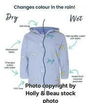 Holly & Beau Kids Raincoat, age 5-6 Color Changing dalmation Child's Rain Coat