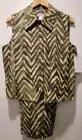 Liz Claiborne Linen Matching Set Pants Top Sz 14 Zebra Animal Print 90s Casual