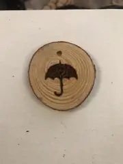 2.5” Hand Burned Pyrography Ornament “Umbrella”