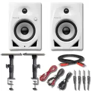 Pioneer DM-50D-W Active 5" Desktop Monitors (White) w/ Stands and Cables
