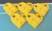 Yellow - 10x LEGO Plate, Modified With Hole #3176 - Heart/Charm